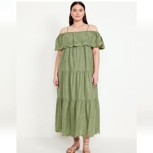 Elegant Green Off-Shoulder Dress